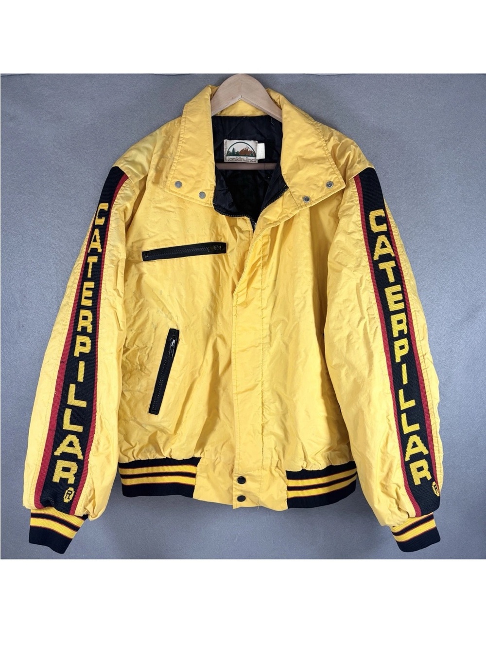 Vintage CATERPILLAR Tonkin Inc Racing Jacket MENS LARGE Striped Spellout USA